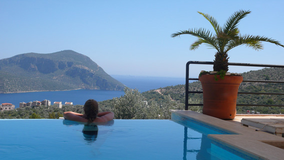 The pool and view over Kalkan harbour