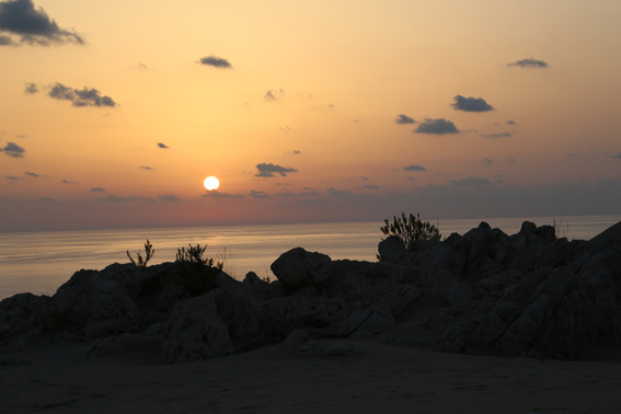 Sunset over the sand dunes at Patara